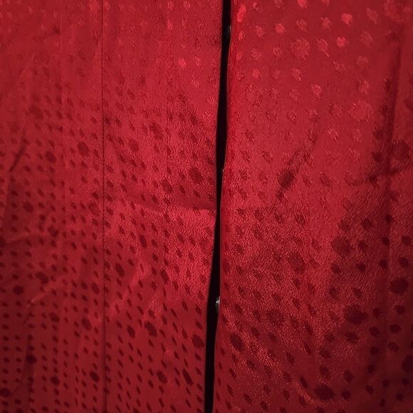 VTG Red Silky Blouse Sz10 Button up 70s 80s Valentines Romantic Glam Rock Asian - Picture 4 of 13
